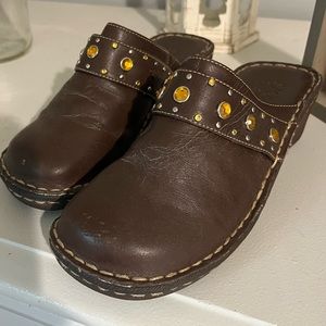 Yellow Box Clogs Brown Bejeweled Mules Girls 2 Slip On Shoes Slides School